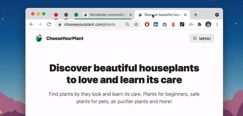 Dragging a tab into a tab group to add it to the group.