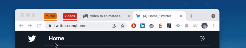 Dragging a tab group around to move it from left to right and vice-versa